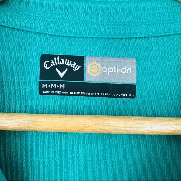 Mens Calloway Opti Dri Teal Blue Short Sleeve Golf Polo Shirt M - Picture 5 of 6